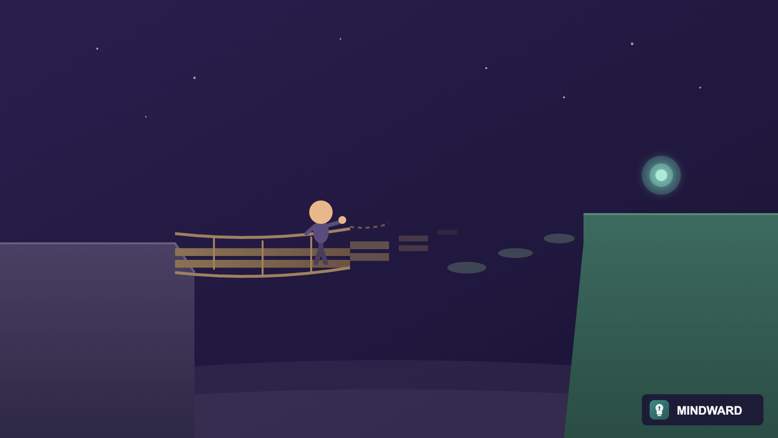 A person stepping from solid ground onto an unfinished bridge, illustrating the discomfort of growth before competence catches up